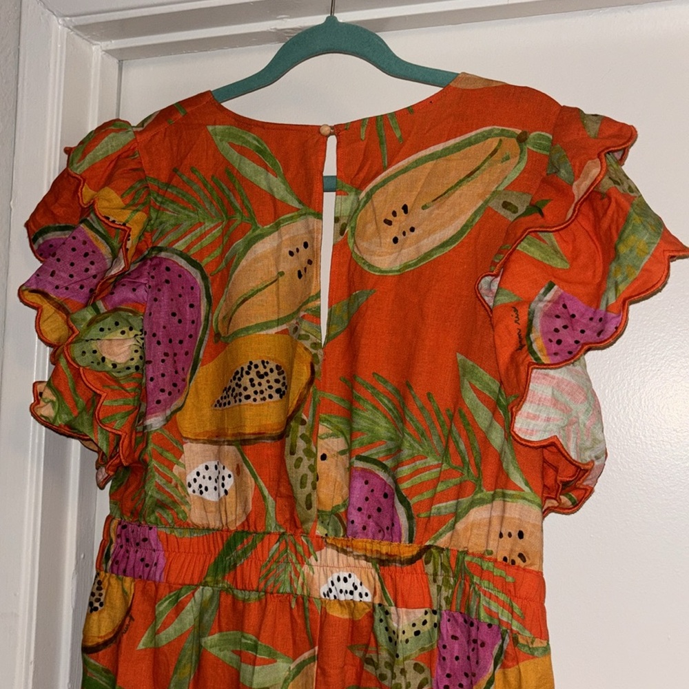 Farm Rio x Anthropologie Ruffle-Sleeve Deep-V Jumpsuit - Picture 5 of 8